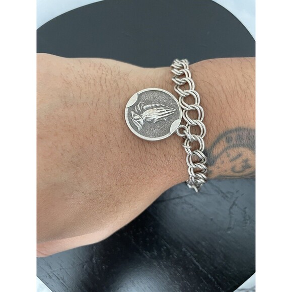 Vintage Sterling Silver Charm Bracelet with 3 Charms weighing 18 Grams~7" - Picture 11 of 13